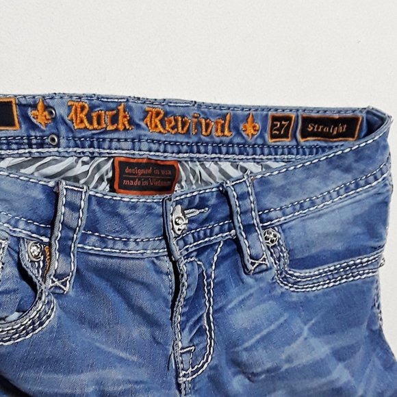 Rock Revival Jen Straight Denim Jeans- Womens Sz 27 - Picture 6 of 8